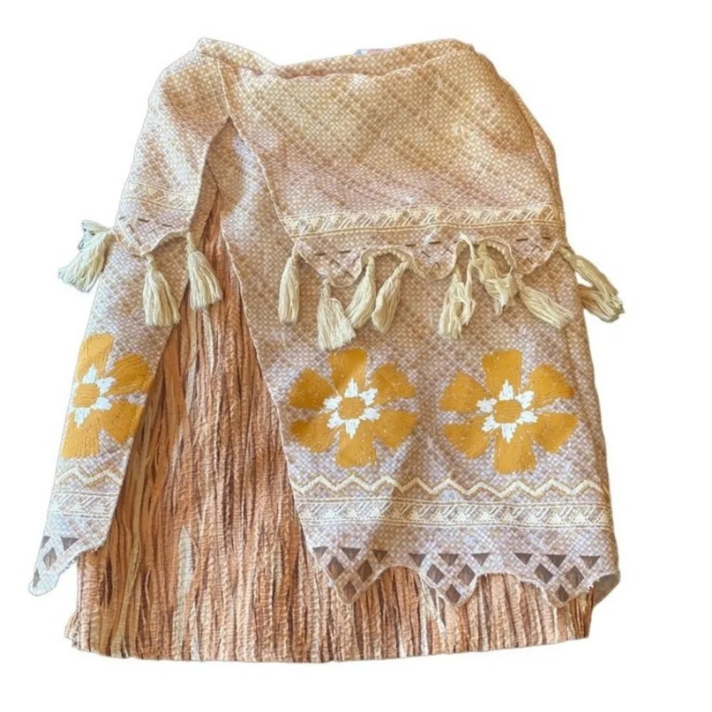 DISNEY STORE Moana Costume Skirt Tassel Kids Size 4 Floral Hawaiian & Bikini Top - Picture 2 of 11